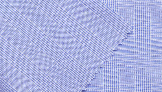 Blue Prince of Wales Check shirting 100% cotton fabric