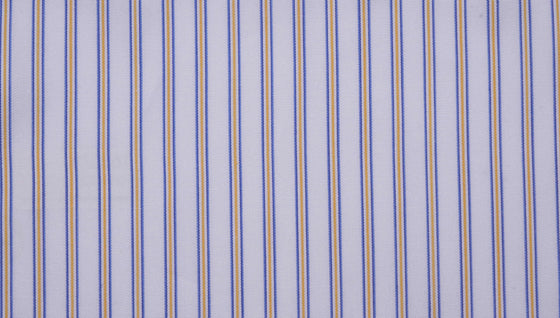Blue and gold stripe cotton shirting fabric