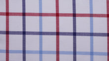  Navy and Red Brushed Cotton country check tattersall fabric