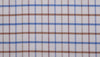 Blue and brown brushed tattersall cotton shirting fabric