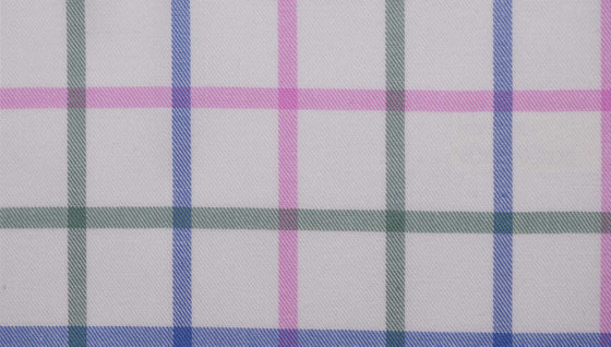 Blue pink and green brushed tattersall cotton shirting fabric