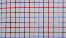  Navy and Red Brushed Cotton country check tattersall fabric